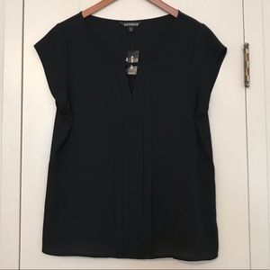 Black Cap Sleeve Blouse from Express